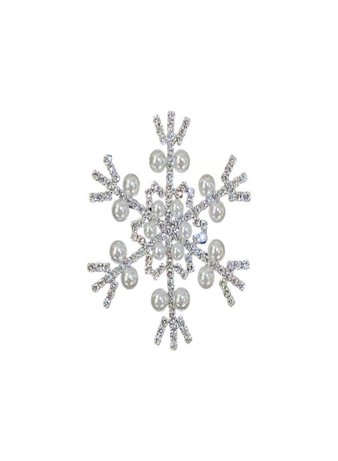 OIDIMS Winter Snowflake Brooch Pin Lapel Pins Pearl Flower Brooches Charms Badges for Clothing Bags Hat Suit Tie Accessory Collar Dress Decoration Jewelry Fashion Rhinestone Crystal Corsages Scarf Clip Crystal Festive Holiday Gift For Women Girls New Year Party Celebration - Image 1