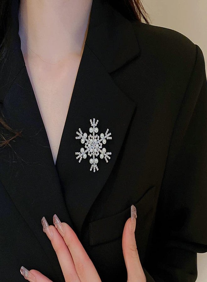 OIDIMS Winter Snowflake Brooch Pin Lapel Pins Pearl Flower Brooches Charms Badges for Clothing Bags Hat Suit Tie Accessory Collar Dress Decoration Jewelry Fashion Rhinestone Crystal Corsages Scarf Clip Crystal Festive Holiday Gift For Women Girls New Year Party Celebration - Image 2