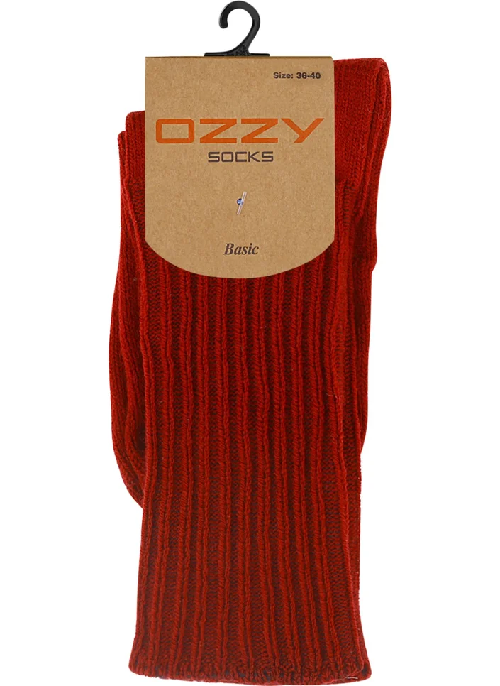 Ozzy Socks Winter Women's Wool Claret Red Color Sleeping Socks Soft Touch
