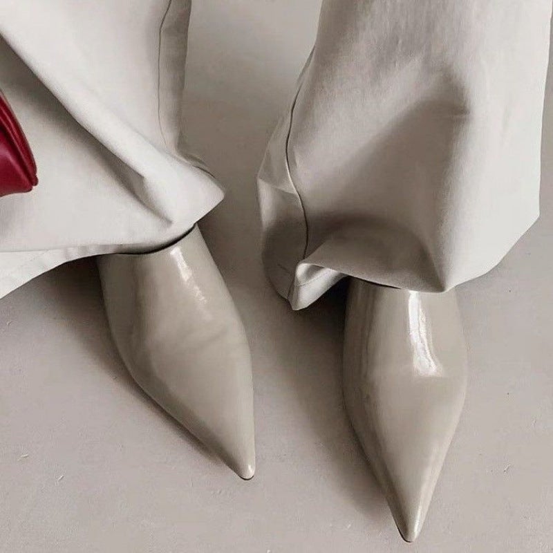 Trendy Niche Mule Low-Heeled Pointed Toe Slip-On Shoes For Women To Wear Outside With Skirts - Image 2