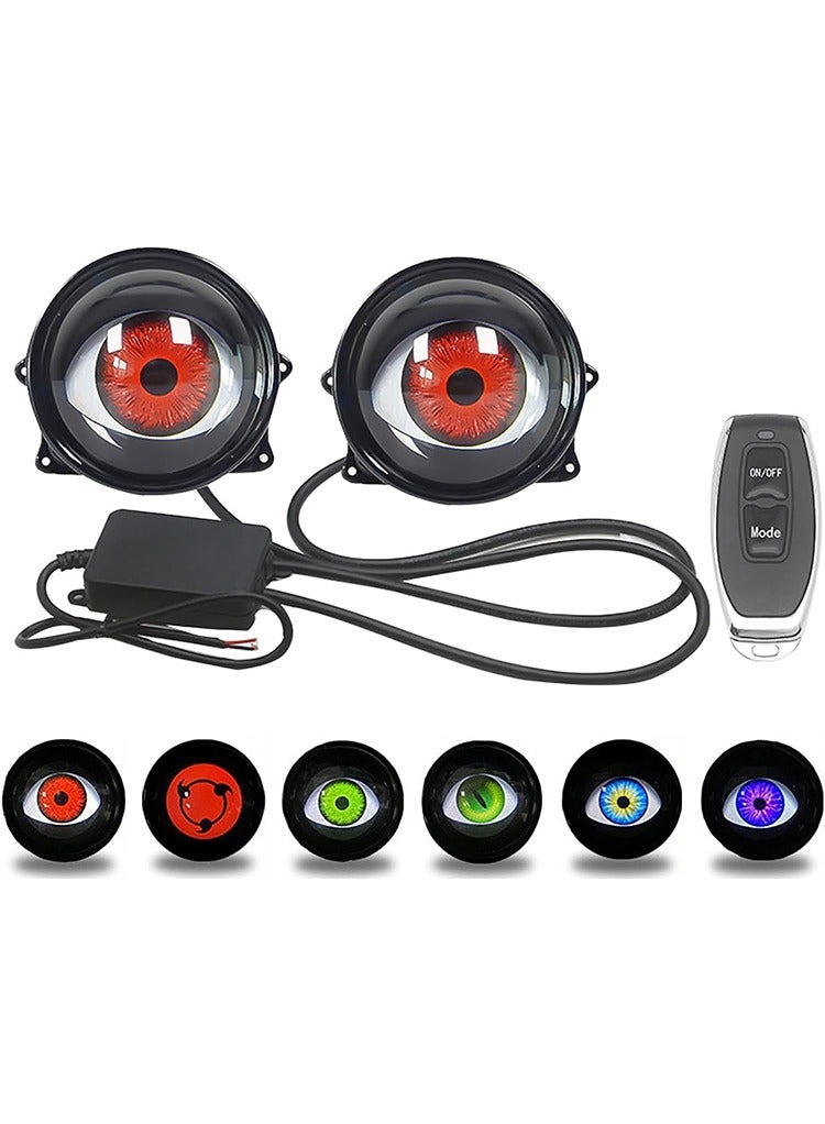 MR.SMART Mr.Smart Dynamic Big Eye LED Fog Lights, 6-Mode Remote Control, 12V-36V, Multi-Colour Devil Eyes for Cars  - Image 1