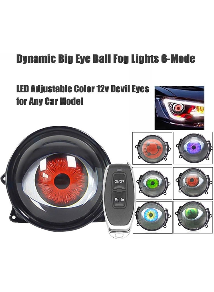 MR.SMART Mr.Smart Dynamic Big Eye LED Fog Lights, 6-Mode Remote Control, 12V-36V, Multi-Colour Devil Eyes for Cars  - Image 3