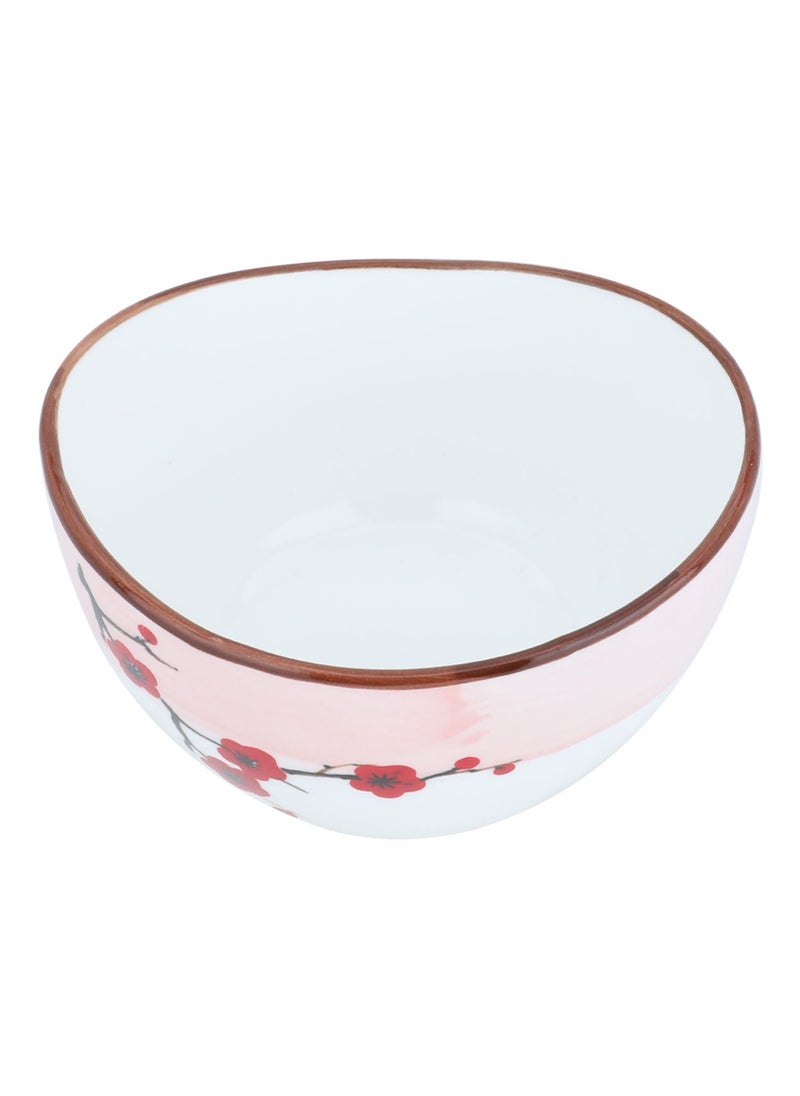 Alsaif Gallery White Oval Porcelain Bowl with Plum Blossom Pattern 4.15  - Image 2