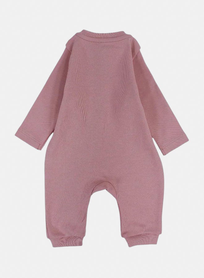 Pompelo Baby Girls Cotton Footless Onesie – Dusty Pink with "Live, Laugh, Love" Design - Image 2