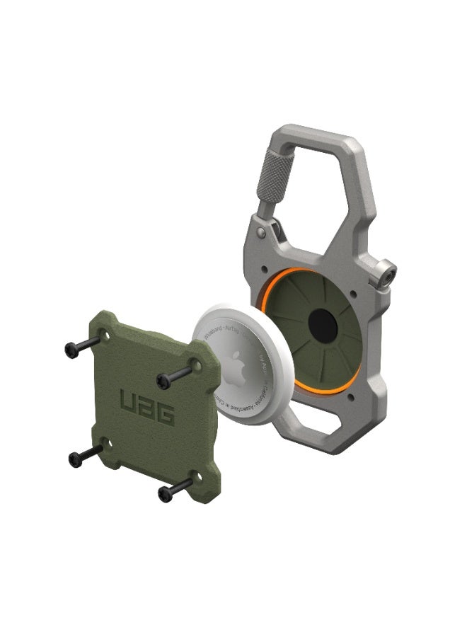 Urban Armor Gear UAG Monarch AirTag case cover with Bottle Opener Hard Shell Lock Holder with Durable Locking Carabiner Keys Luggage and Bags - Olive Drab | Silver  - Image 2
