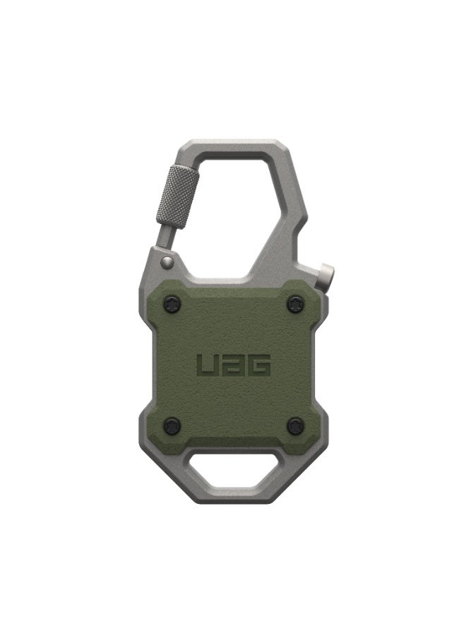 Urban Armor Gear UAG Monarch AirTag case cover with Bottle Opener Hard Shell Lock Holder with Durable Locking Carabiner Keys Luggage and Bags - Olive Drab | Silver  - Image 3