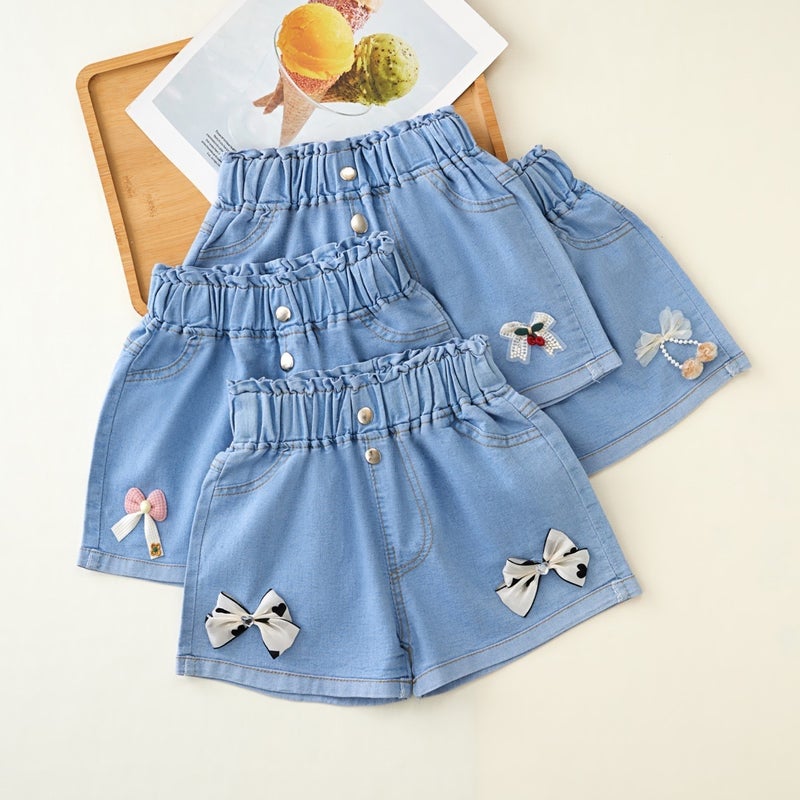 Girls Denim Shorts Summer Style Outer Wear Pants Baby Girls Summer Wear Thin Medium And Large Children'S Short Pants - Image 3