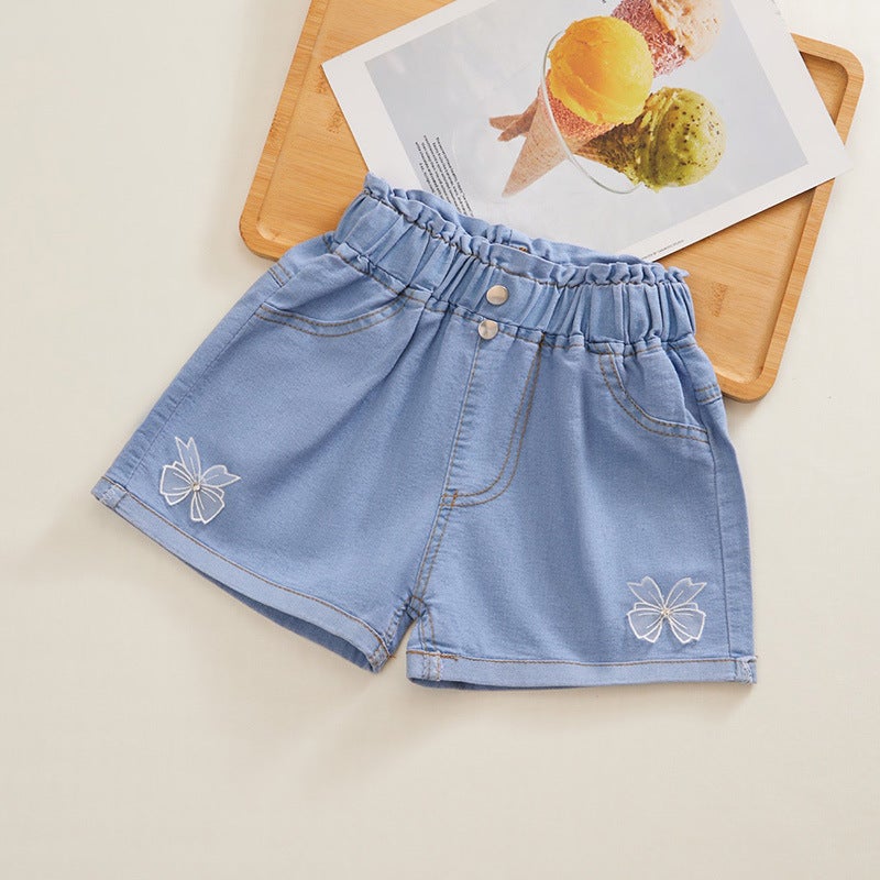 Girls Denim Shorts Summer Style Outer Wear Pants Baby Girls Summer Wear Thin Medium And Large Children'S Short Pants - Image 1