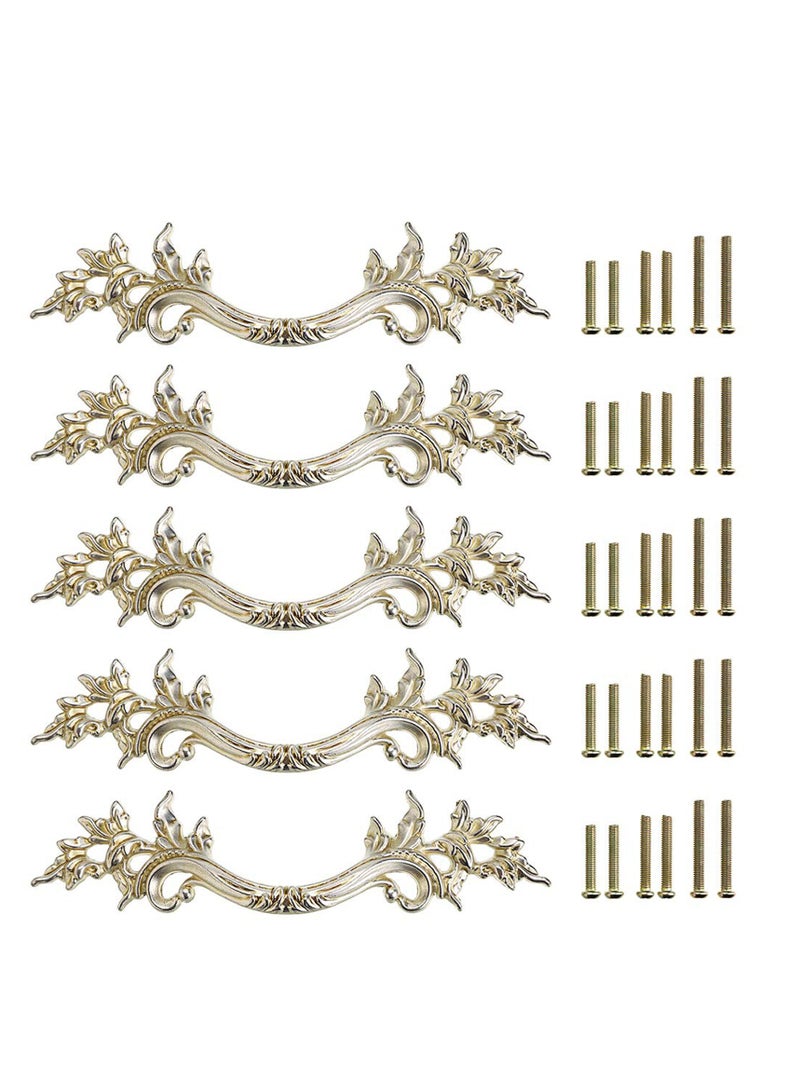 SYOSI European Style Cabinet Pulls, 2.5" Hole Center Vanity Vintage Drawer Pulls, Decorative Dresser Pulls, Zinc Alloy Antique Furniture Handles for Cupboard, Dresser, Drawer(5PCS) - Image 1