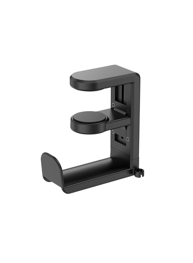 PC Gaming Headset Holder, Adjustable Clamp-on Under Desk Hanger With 360 Degree Swivel & Cable Clip Organizer - Image 1