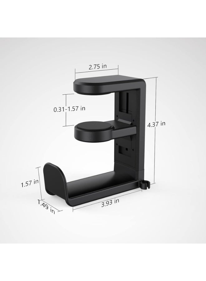 PC Gaming Headset Holder, Adjustable Clamp-on Under Desk Hanger With 360 Degree Swivel & Cable Clip Organizer - Image 5