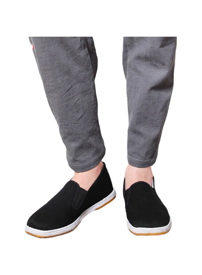 Busheyuan Men'S Traditional Handmade Thousand-Layer Sole Casual Middle-Aged And Elderly Beijing Cloth Shoes Yw8103, Half-Black, Size 42 - Image 2