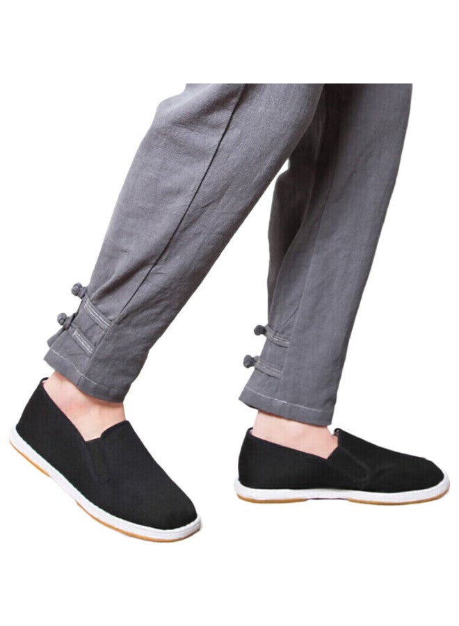 Busheyuan Men'S Traditional Handmade Thousand-Layer Sole Casual Middle-Aged And Elderly Beijing Cloth Shoes Yw8103, Half-Black, Size 42 - Image 3