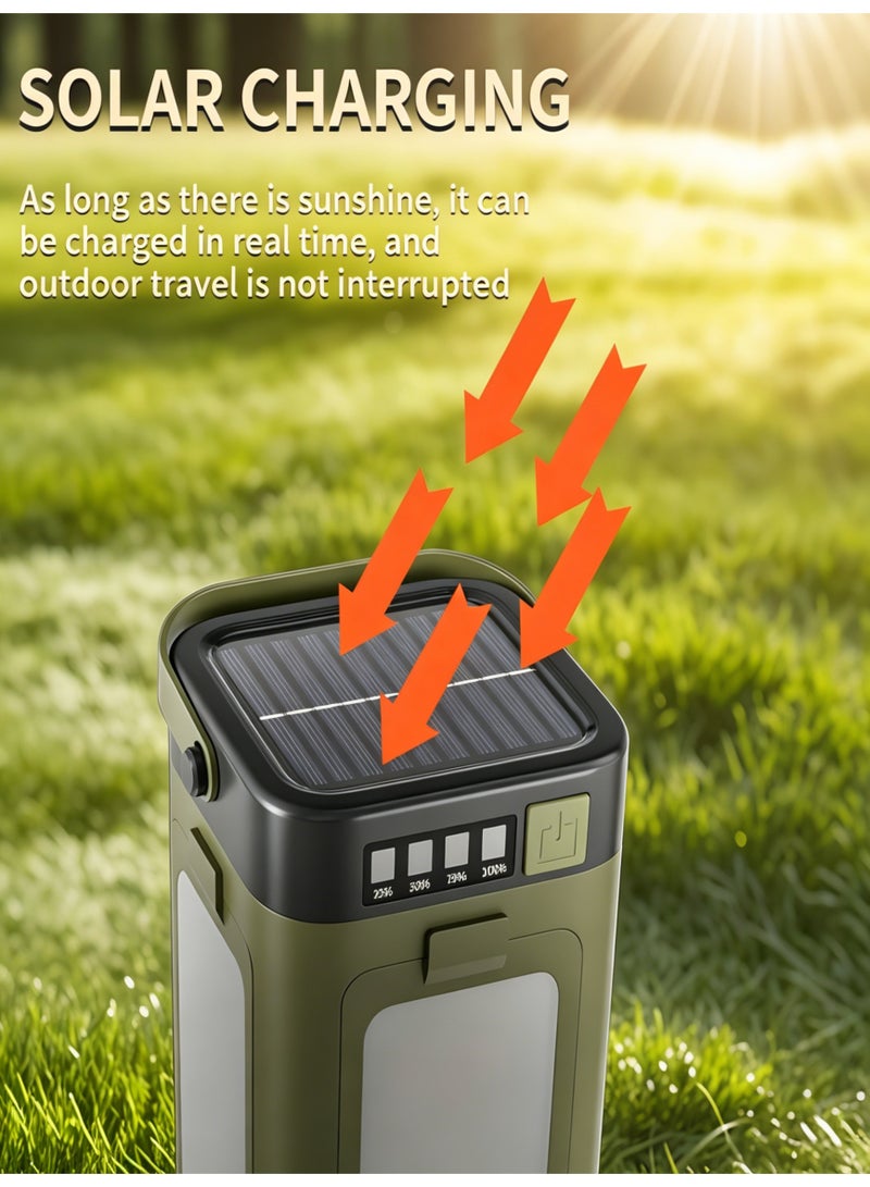 Closeli Portable Camping Light, Dimmable LED Camping Lantern, 2-in-1 Flashlight & Emergency Light, Solar Rechargeable, with Power Bank, Battery Level Display, 2000mAh, Hook Design, IPX4 Waterproof - Image 4