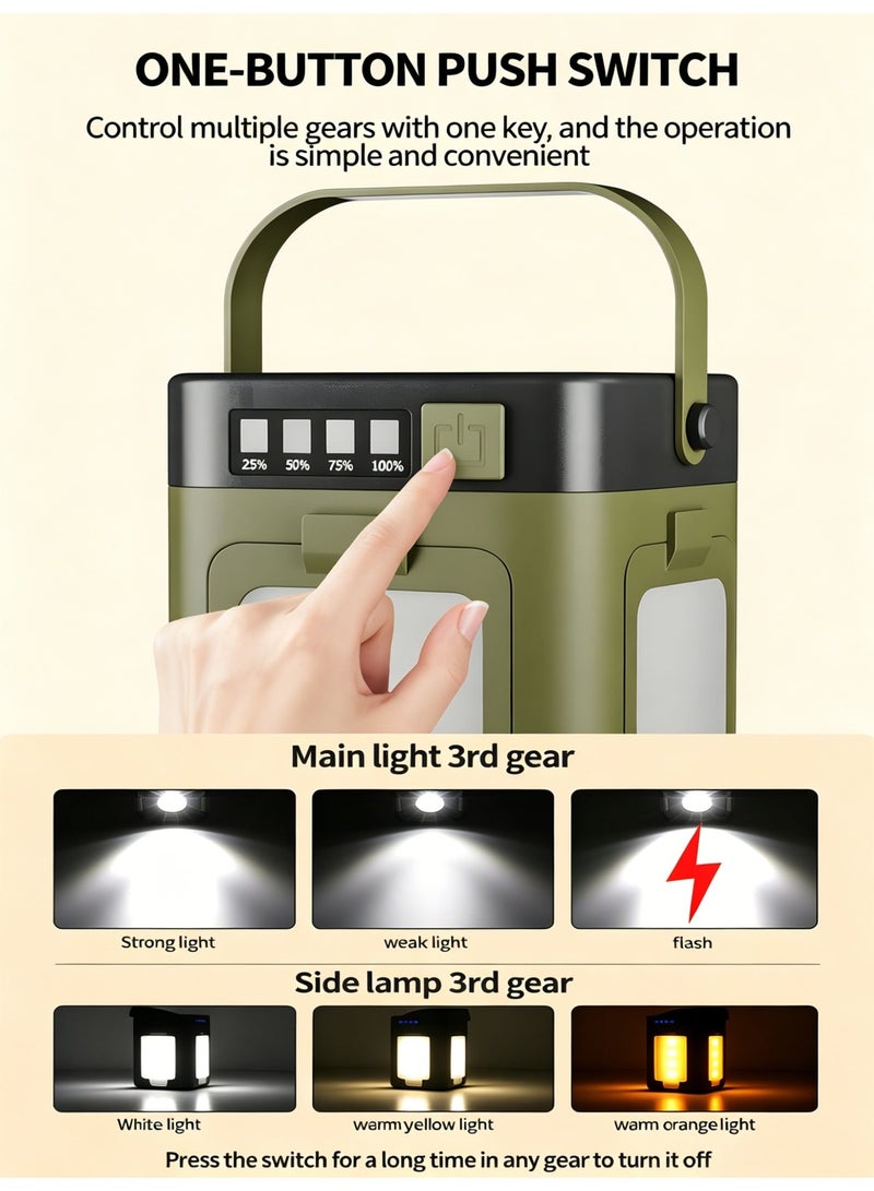 Closeli Portable Camping Light, Dimmable LED Camping Lantern, 2-in-1 Flashlight & Emergency Light, Solar Rechargeable, with Power Bank, Battery Level Display, 2000mAh, Hook Design, IPX4 Waterproof - Image 5