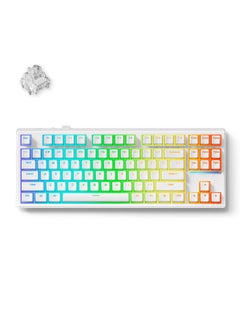 MCHOSE K87 White 80% TKL Mechanical Keyboard, Ice Switch, Gasket Mount, Hot-Swappable, Cherry Profile PBT Double-Shot Keycaps, 2.4GHz Wireless, Bluetooth, Wired Type-C, RGB, South-Facing 1.2mm Flex-Cut PCB, Plate & Internal Foam Damping, PC Flex-Cut Plate, HUB Support, Compatible with Windows/MacOS/Linux | MC-K87-6 