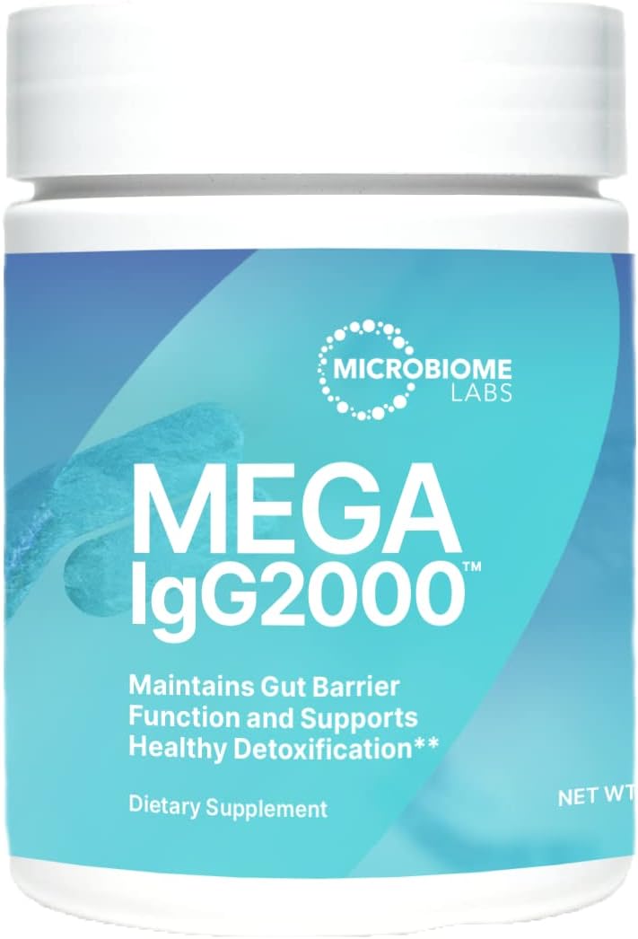 Microbiome Labs مسحوق ميغا IgG2000 لصحة الأمعاء للنساء والرجال والأطفال 2  مكمل المناعة IgG لدعم صحة الجهاز الهضمي  بديل مكمل الكولستروم البقري خالي من الألبان 21 أونصة - Image 1