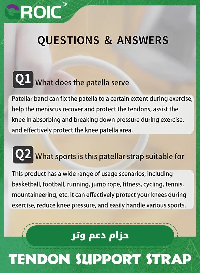 GROIC Patella Tendon Support Strap, Knee Brace,Knee Band for Patellar Tendon Pain Relief,Patellar Ring Knee Stabilizer,Silicone Patellar Knee Brace for Working Out Basketball Running  - Image 4