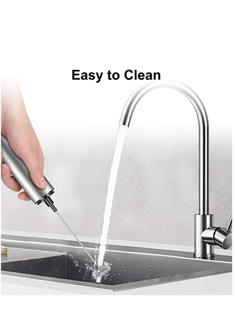 KASTWAVE Milk Frother Handheld Coffee Frother Double Powerful Electric Foam Maker Beater with Additional Single Spring Whisk Head, Stainless Steel  - Image 5