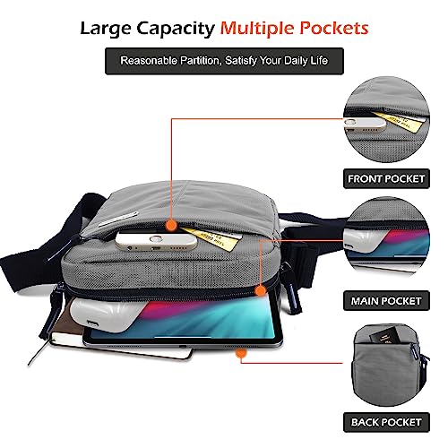 NABAAT Nylon Stylish Side Bag for Men Crossbody Sling Messenger Tablet Bags for Travel/Office/Business, Grey (SB-ULI-LGR-3) - Image 4