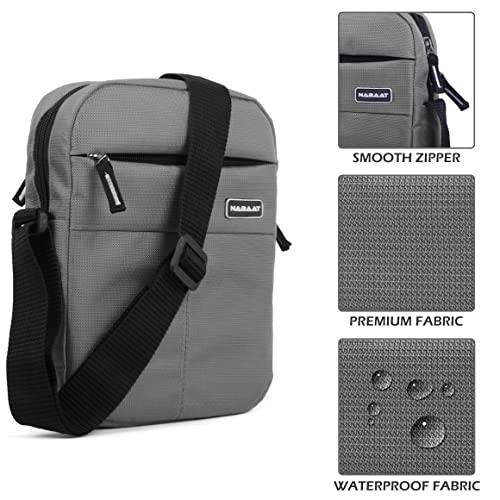 NABAAT Nylon Stylish Side Bag for Men Crossbody Sling Messenger Tablet Bags for Travel/Office/Business, Grey (SB-ULI-LGR-3) - Image 5