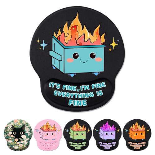 Hancynir Cute Funny Ergonomic Mouse Pad Wrist Support Dumpster on Fire Gel Mouse Pads with Wrist Rest Comfortable Pain Relief Mousepad with NonSlip PU Base for Gaming Work Desk Accessories Office Decor - Image 1