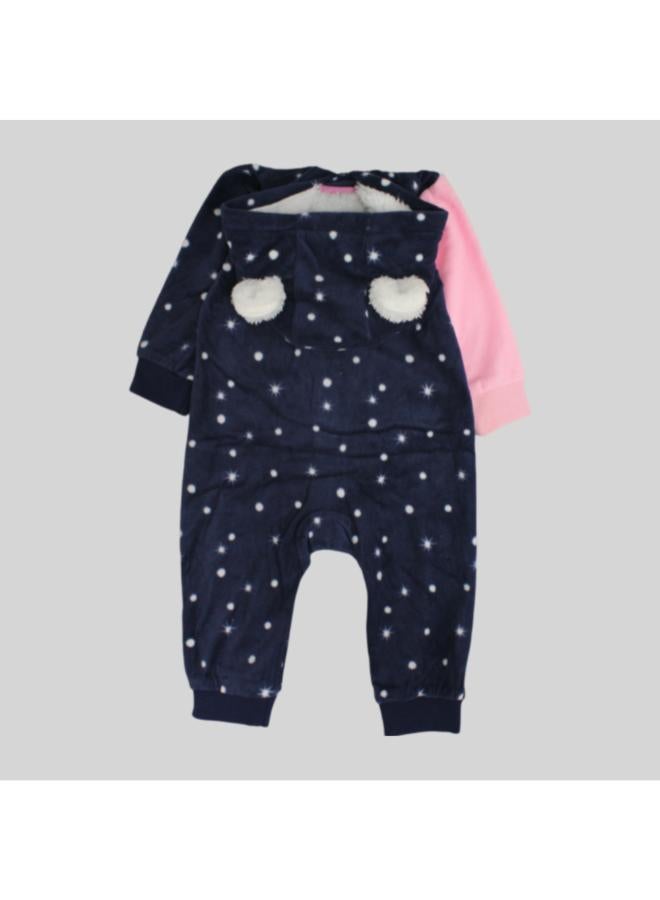 Unicorn & Rainbow Dotted Long-Sleeved Hooded Footless Onesie - Image 2