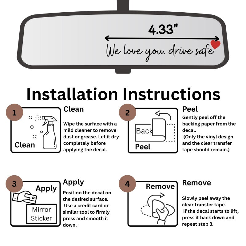 TriluckyDeco We Love You Drive Safe Mirror Sticker â€“3 Pack Heart Rearview UV DTF Stickers for Car, I Love You Drive Safe Rear View Decal for Husband Wife Daughter Son Boyfriend Girlfriend Gift - Image 5