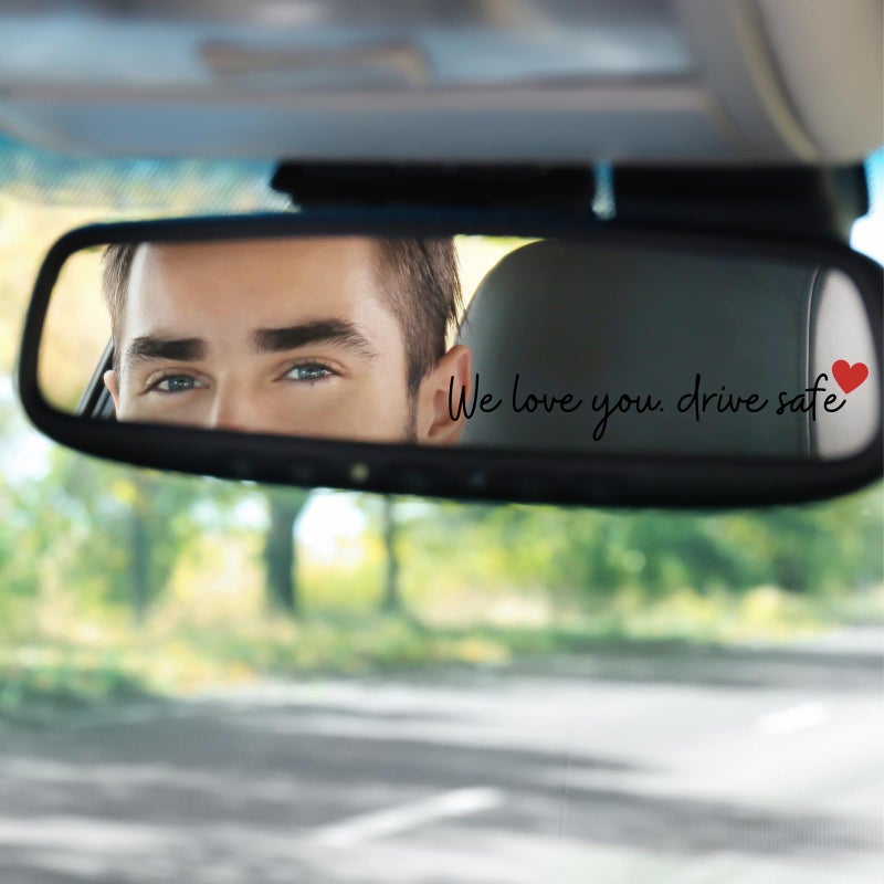 TriluckyDeco We Love You Drive Safe Mirror Sticker â€“3 Pack Heart Rearview UV DTF Stickers for Car, I Love You Drive Safe Rear View Decal for Husband Wife Daughter Son Boyfriend Girlfriend Gift - Image 2