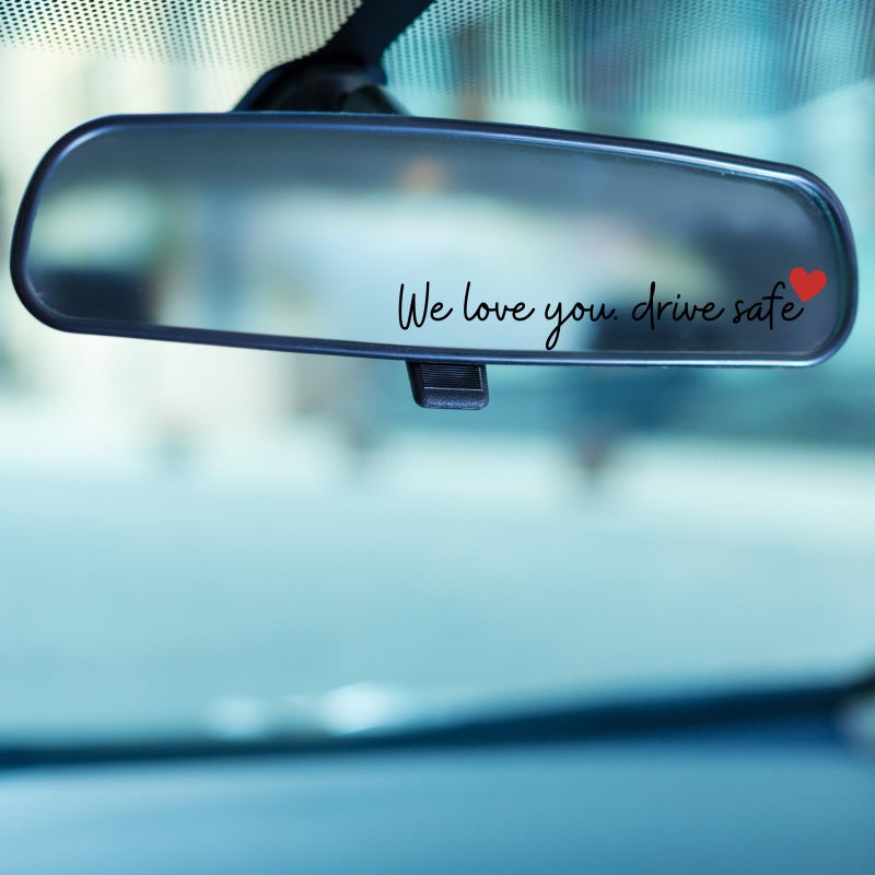 TriluckyDeco We Love You Drive Safe Mirror Sticker â€“3 Pack Heart Rearview UV DTF Stickers for Car, I Love You Drive Safe Rear View Decal for Husband Wife Daughter Son Boyfriend Girlfriend Gift - Image 3