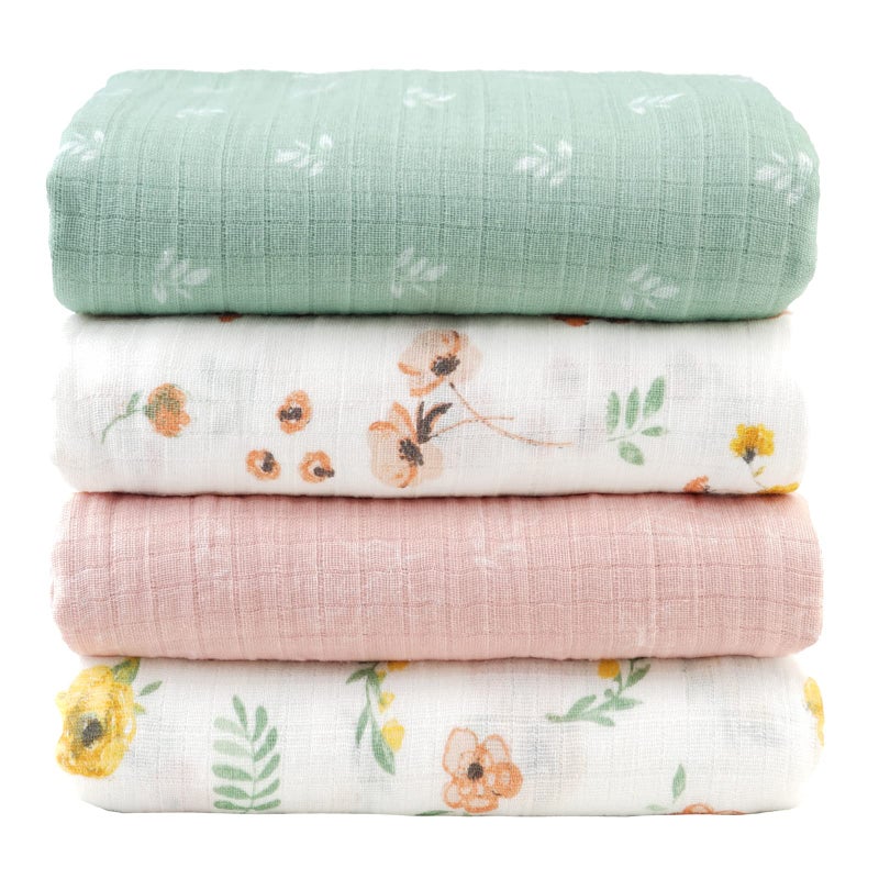 Viviland Muslin Swaddle Blanket Baby Swaddle Blanket for Boys Girls Nursery Receiving Blanket for Newborn Baby Swaddle Wrap Soft Silky Breathable 4 Packs 47 X 47In