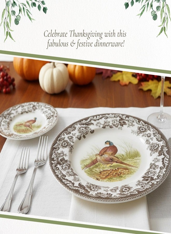 سبود طبق غداء سبود وودلاند فيزانت - طبق خزفي فاخر 9 بوصة بحافة من الزهور البريطانية، تصميم طائر صيد ريفي - آمن للاستخدام في غسالة الصحون والميكروويف والفرن والفريزر - صنع في إنجلترا - Image 5