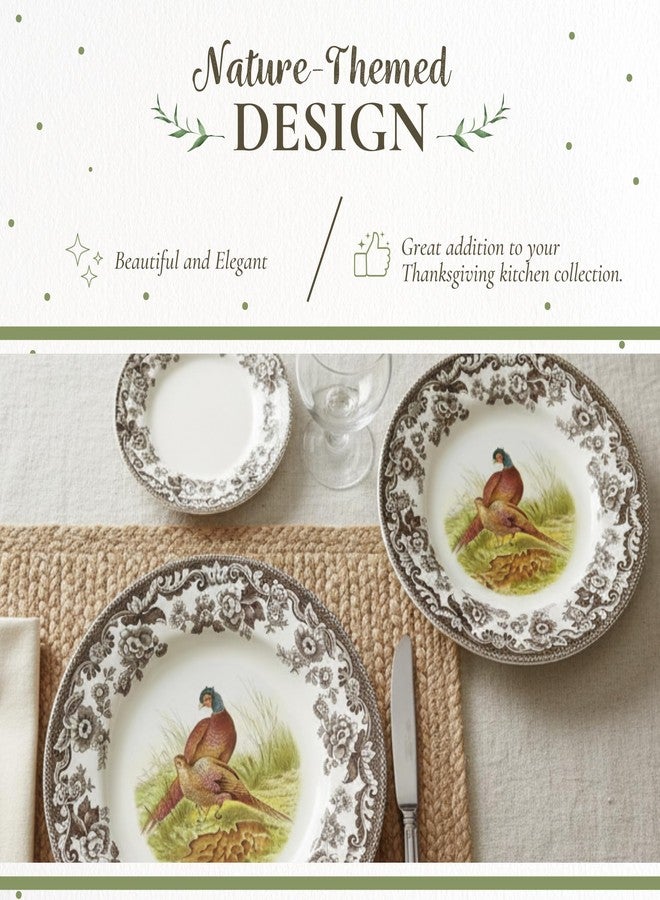 سبود طبق غداء سبود وودلاند فيزانت - طبق خزفي فاخر 9 بوصة بحافة من الزهور البريطانية، تصميم طائر صيد ريفي - آمن للاستخدام في غسالة الصحون والميكروويف والفرن والفريزر - صنع في إنجلترا - Image 3