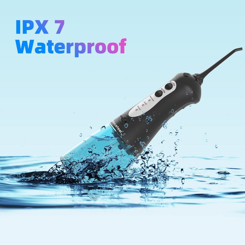 Nicefeel Cordless Water Flosser Teeth Cleaner, Nicefeel 300ML 2 Tip Cases Portable and USB Rechargeable Oral Irrigator for Travel, IPX7 Waterproof, 3-Mode Water Flossing with 4 Jet Tips for Home - Image 5