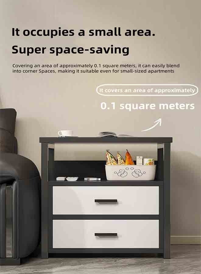 Generic Black Modern Bedside Table, Bedside Cupboard, Night Table, Side Table, With Two-Layer Drawers and Open Storage Rack, Small Volume and Space-Saving, Suitable for Living Room and Bedroom, 40cm×34cm×50cm  - Image 4