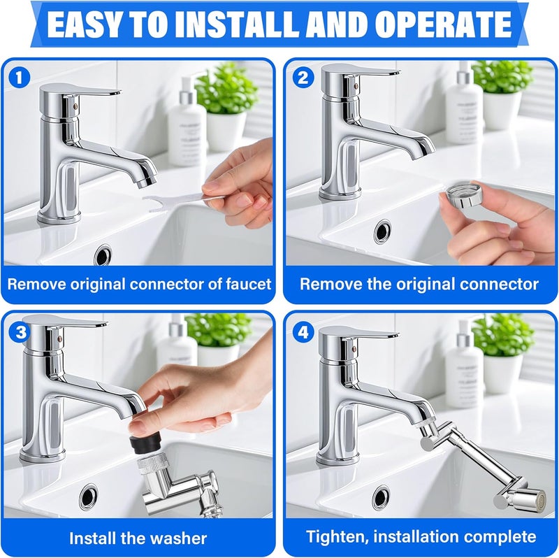 Shaobrc 360° Rotating Faucet Extender with Adapter – Multifunctional Sink Spray Head for Bathroom & Kitchen Sinks (Two-mode splash-proof brass long arm extension rod) - Image 5
