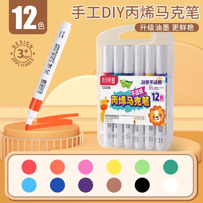 Ting Yu Xuan Acrylic Marker Pen Art Students Special Water-Based Bing Paint Goo Card Watercolor Pen Children Opaque Waterproof - Image 1