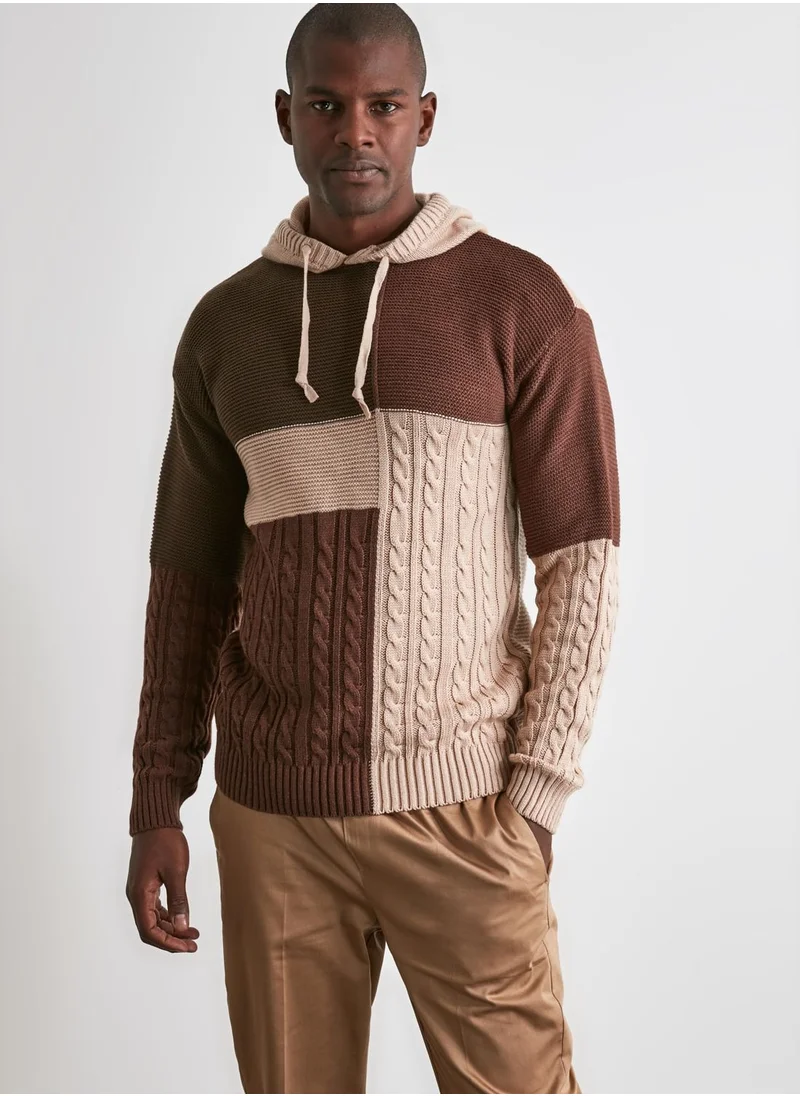 trendyol Cable Knit Hooded Sweater