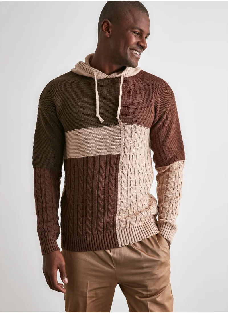 trendyol Cable Knit Hooded Sweater