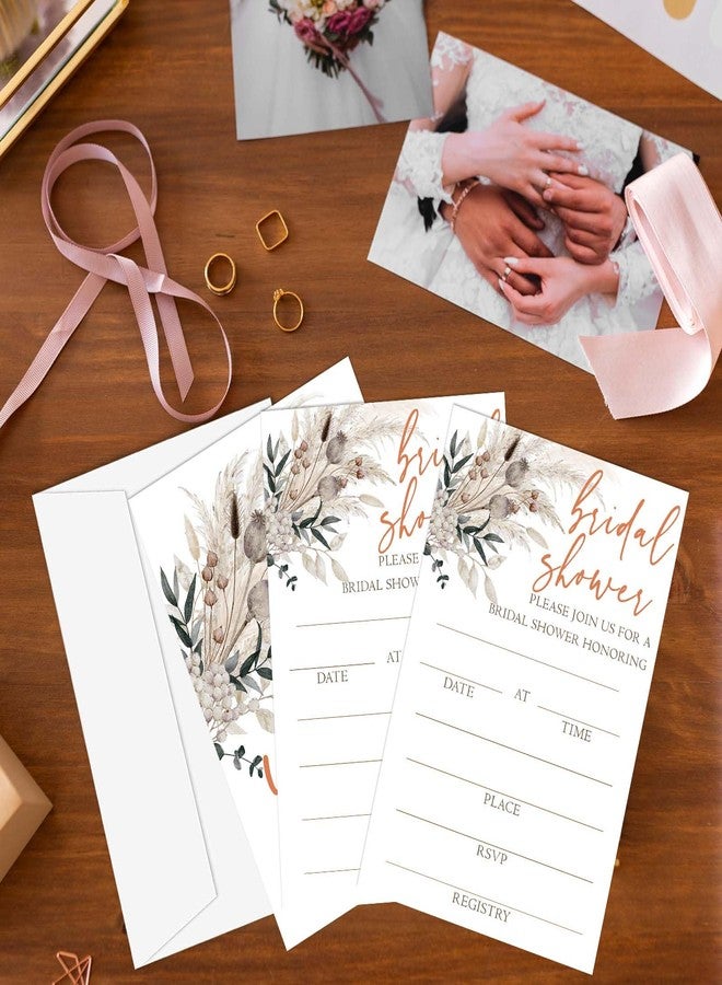 Beshoul Bridal Shower Invitations, Floral Boho Wedding Invites with envelopes, 25 Elegant Bridal Shower Invites for New Couples Party Engagement Bachelorette - A04 - Image 4