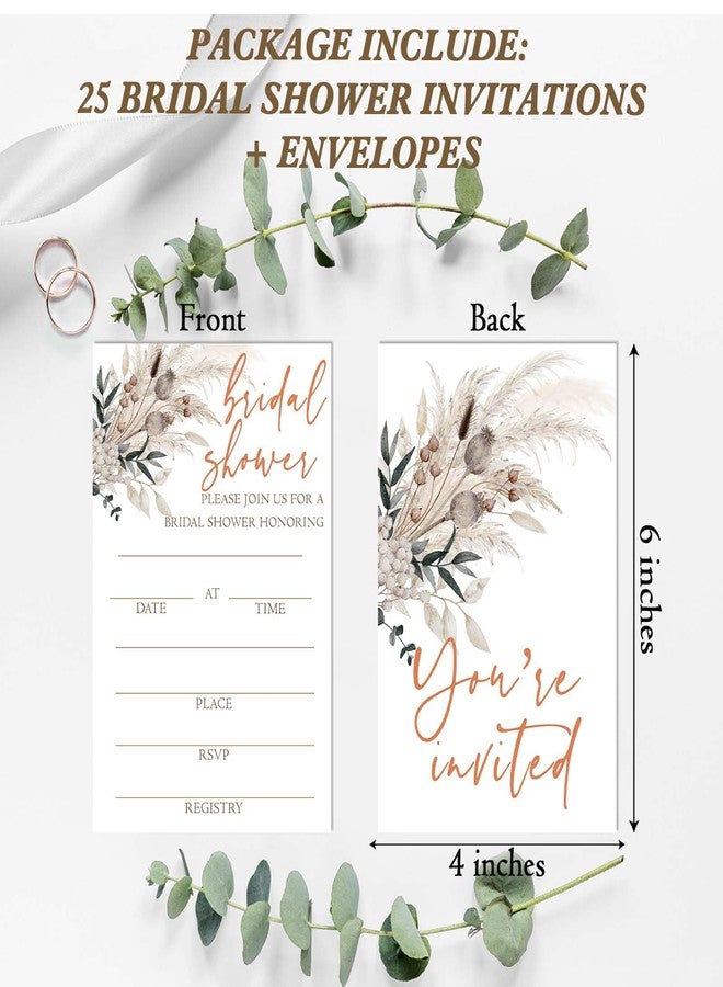 Beshoul Bridal Shower Invitations, Floral Boho Wedding Invites with envelopes, 25 Elegant Bridal Shower Invites for New Couples Party Engagement Bachelorette - A04 - Image 2