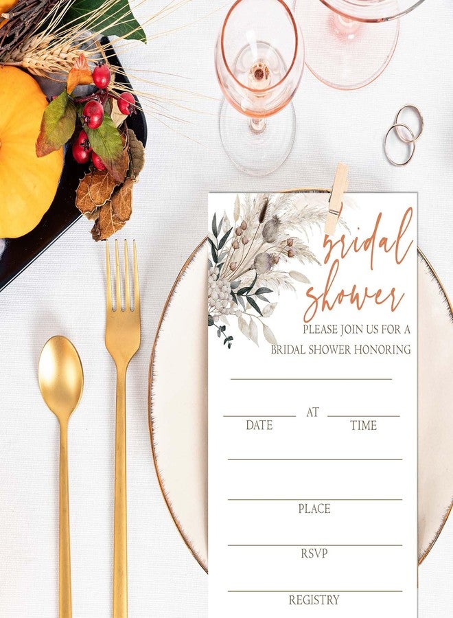 Beshoul Bridal Shower Invitations, Floral Boho Wedding Invites with envelopes, 25 Elegant Bridal Shower Invites for New Couples Party Engagement Bachelorette - A04 - Image 3