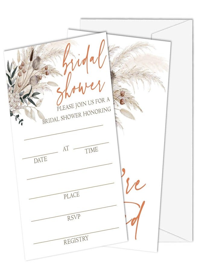 Beshoul Bridal Shower Invitations, Floral Boho Wedding Invites with envelopes, 25 Elegant Bridal Shower Invites for New Couples Party Engagement Bachelorette - A04 - Image 1