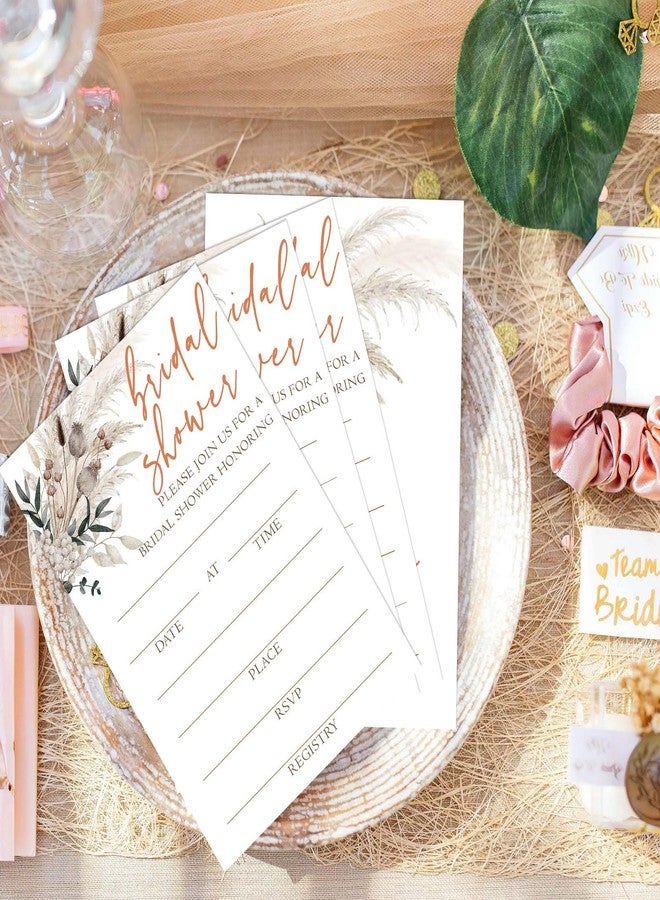Beshoul Bridal Shower Invitations, Floral Boho Wedding Invites with envelopes, 25 Elegant Bridal Shower Invites for New Couples Party Engagement Bachelorette - A04 - Image 5
