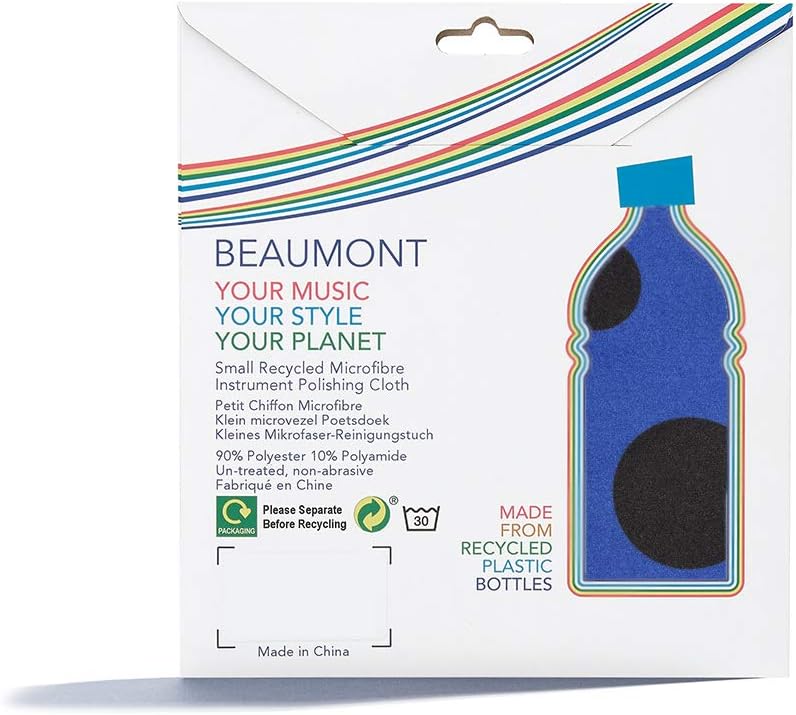 Beaumont Musical Polishing & Cleaning Patterned Blue Polka Dot Instruments Trumpet Clarinet Sax Flute Recycled Microfibre Cleaning Cloth Brass Silver 25 x 25cm (BFC-BP) - Image 2