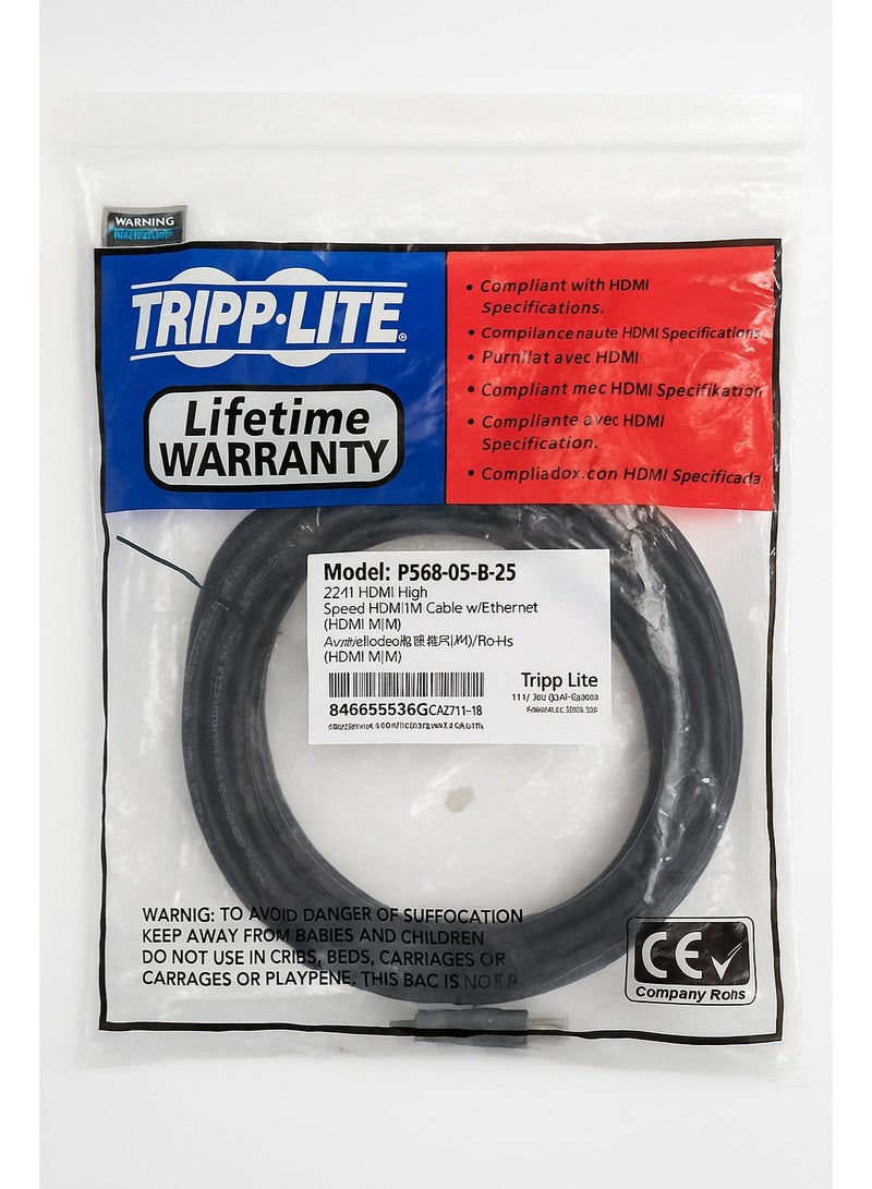 تريب لايت كابل HDMI 4K عالي السرعة 2.0a (M/M) بطول 15 قدمًا - موصلات متينة - أسود (P568-015-2A) لأجهزة التلفزيون وأجهزة العرض وأجهزة الكمبيوتر وأجهزة الكمبيوتر المحمولة وأجهزة الألعاب - Image 2
