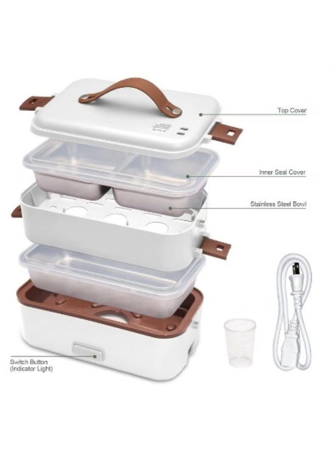 Hicomony Electric Lunch Box Food Heater, 3 in 1 Portable Food Warmer for Office Home School,2 Layer Heated Lunch Box Leak Proof, Food Warmer with Removable 304 Stainless Steel Container 800ml - Image 2