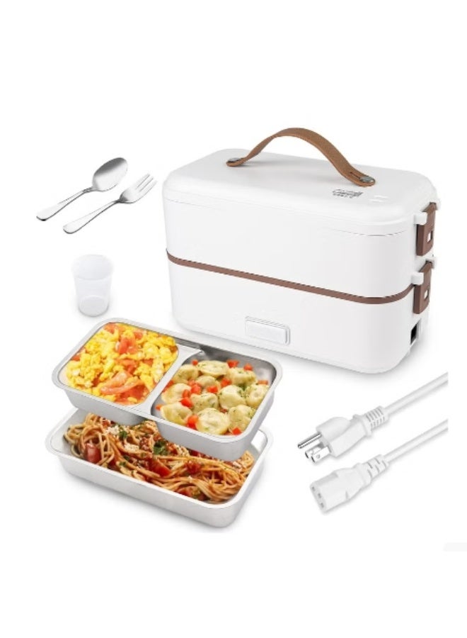 Hicomony Electric Lunch Box Food Heater, 3 in 1 Portable Food Warmer for Office Home School,2 Layer Heated Lunch Box Leak Proof, Food Warmer with Removable 304 Stainless Steel Container 800ml - Image 1