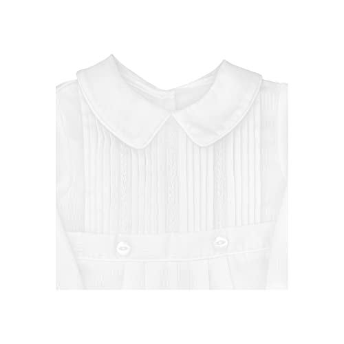 Petit Ami Hand-Embroidered Boy's Christening Longall - Tucks and Feather Stitching, White (White, 6 Month) - Image 3