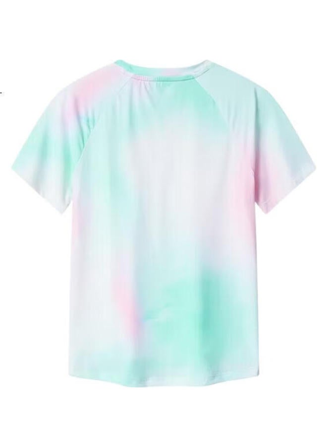 Erke Girls' Summer Short Sleeve Children'S Casual Sports Round Neck T-Shirt Pink 120 - Image 2